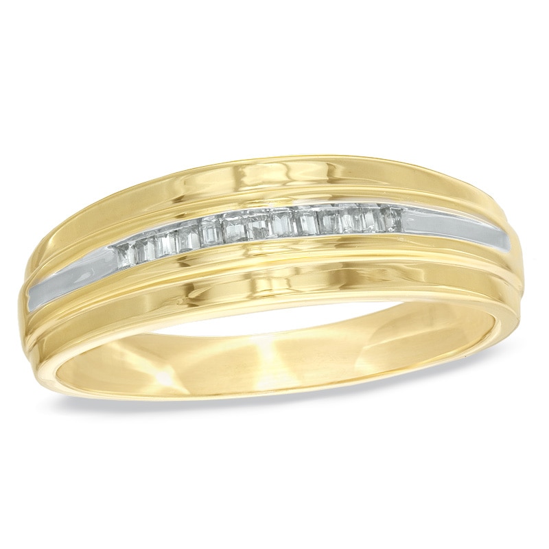 Men's 1/6 CT. T.W. Baguette Diamond Wedding Band in 10K Gold