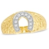 Thumbnail Image 0 of Men's 1/5 CT. T.W. Diamond Horseshoe Nugget Ring in 10K Gold