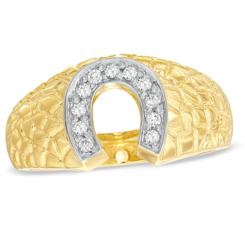 Men's 1/5 CT. T.W. Diamond Horseshoe Nugget Ring in 10K Gold