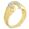 Thumbnail Image 1 of Men's 1/5 CT. T.W. Diamond Horseshoe Nugget Ring in 10K Gold