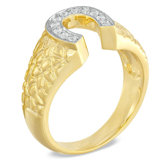1/5 CT. T.w. Diamond Horseshoe Nugget Ring in 10K Gold