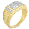 Thumbnail Image 2 of Men's 1/2 CT. T.W. Diamond Ring in Sterling Silver and 14K Gold Plate