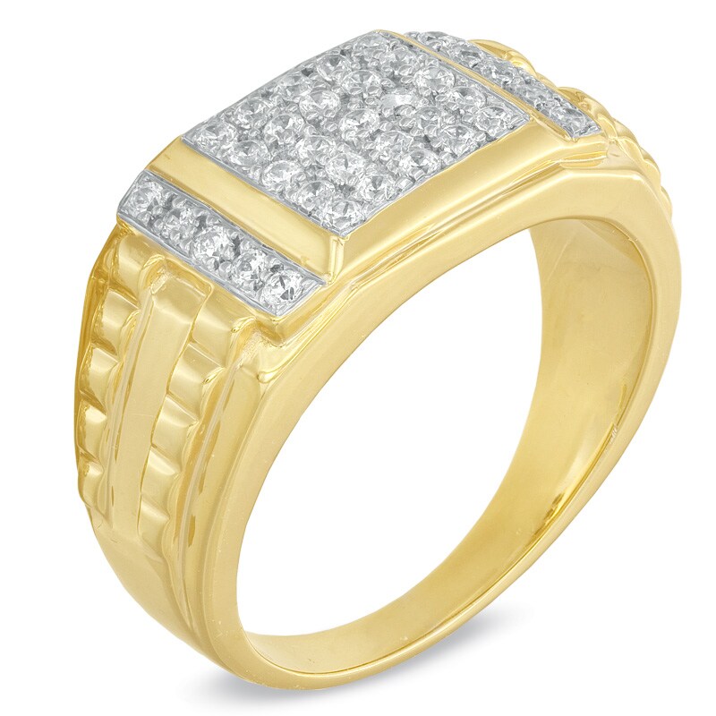 Men's 1/2 CT. T.W. Diamond Ring in Sterling Silver and 14K Gold Plate