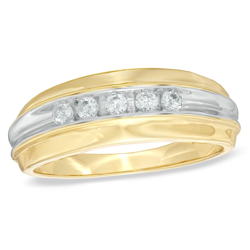 Main Image 1 of 1/4 CT. T.W. Diamond Five Stone Wedding Band in 10K Gold