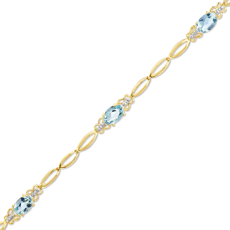 Aquamarine Scroll Bracelet in 10K Gold