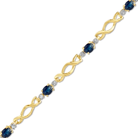 Blue Sapphire and Diamond Accent Infinity Link Bracelet in 10K Gold