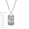 Thumbnail Image 2 of Black & Blue Jewelry Co. Diamond Accent Tribal Cross Dog Tag Pendant in Stainless Steel - 30"