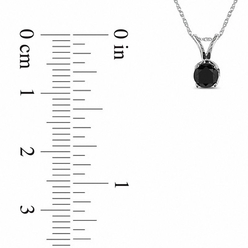 1/2 CT. Black Diamond Solitaire Pendant in 10K White Gold - 17"