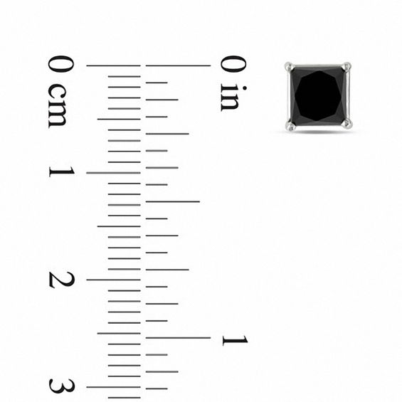2 CT. T.w. Princess-Cut Black Diamond Solitaire Stud Earrings in 10K White Gold