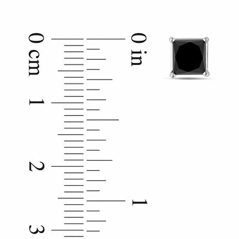 Main Image 2 of 2 CT. T.W. Princess-Cut Black Diamond Solitaire Stud Earrings in 10K White Gold