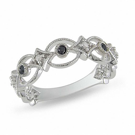 1/6 CT. T.w. Enhanced Black and White Diamond Band in Sterling Silver