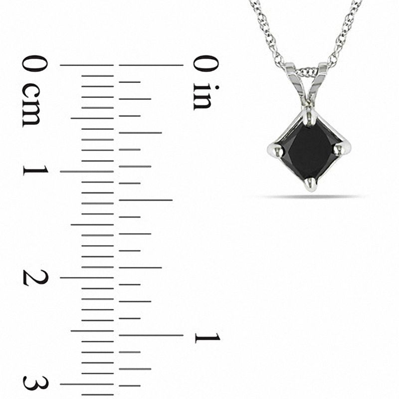 Main Image 2 of 1 CT. Enhanced Black Princess-Cut Diamond Solitaire Pendant in 10K White Gold - 17"