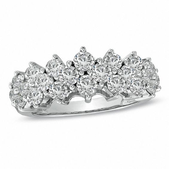 2 CT. T.w. Diamond Cluster Pyramid Band in 10K White Gold