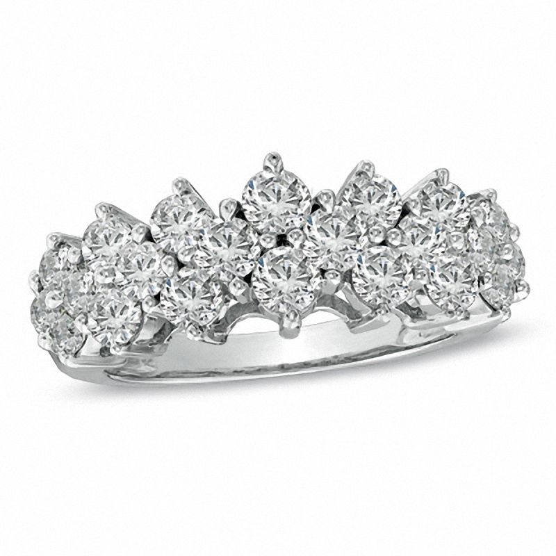 Main Image 1 of 2 CT. T.W. Diamond Cluster Pyramid Band in 10K White Gold