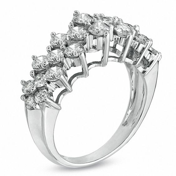 2 CT. T.w. Diamond Cluster Pyramid Band in 10K White Gold