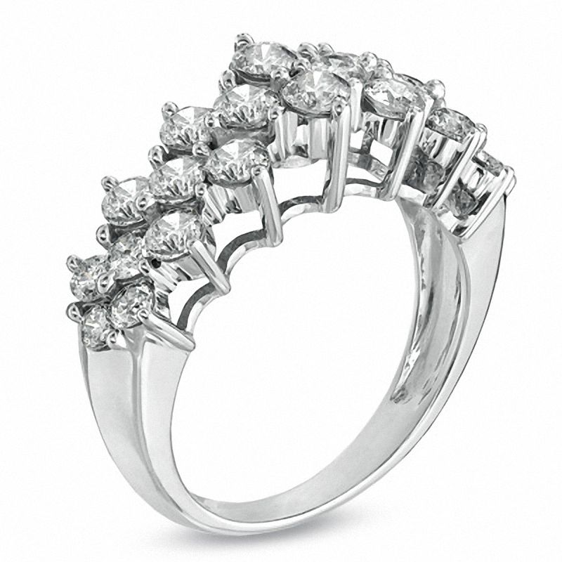 Main Image 2 of 2 CT. T.W. Diamond Cluster Pyramid Band in 10K White Gold