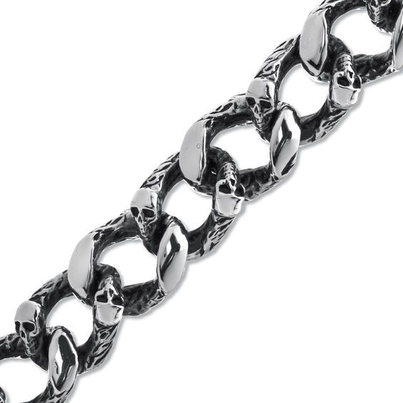 Men's Skull Link Bracelet in Stainless Steel - 8.5