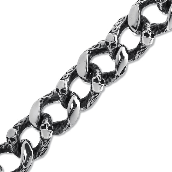 Skull Link Bracelet in Stainless Steel - 8.5"