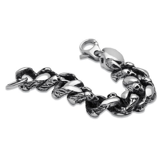 Skull Link Bracelet in Stainless Steel - 8.5"