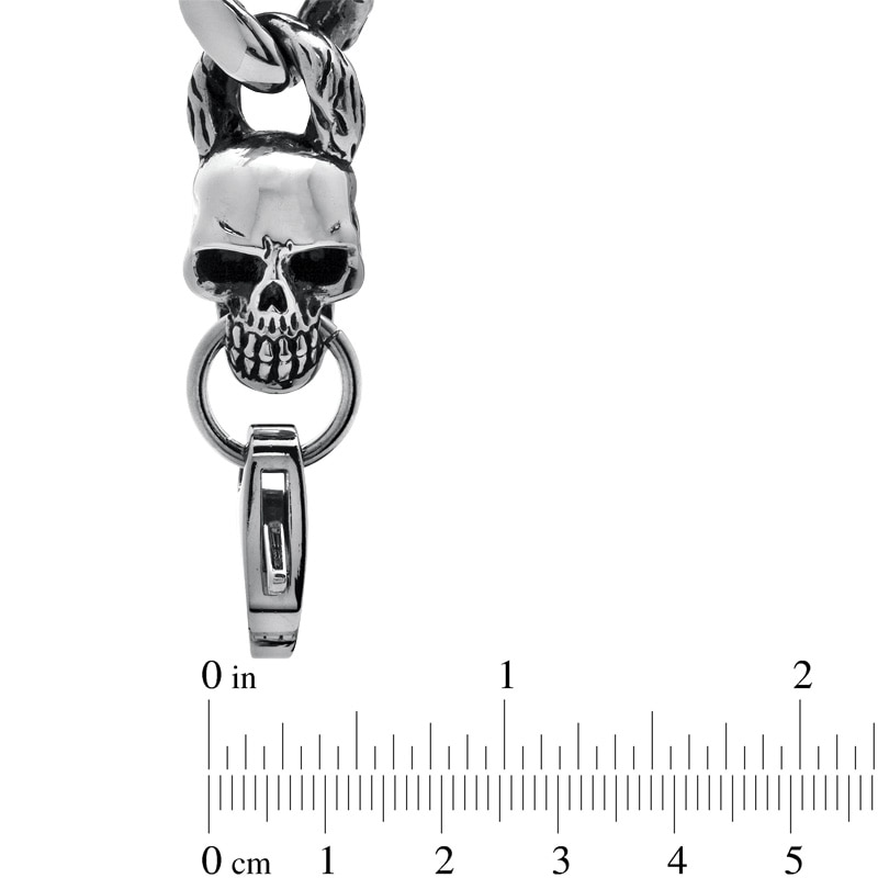 Men's Skull Link Bracelet in Stainless Steel - 8.5"