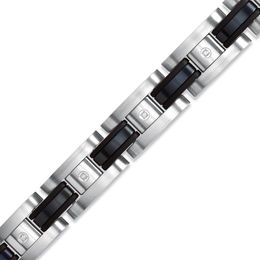 1/10 CT. T.W. Diamond Bracelet in Black IP Stainless Steel - 8.25"