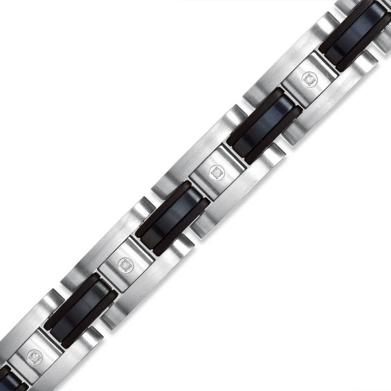 1/10 CT. T.w. Diamond Bracelet in Black IP Stainless Steel - 8.25"