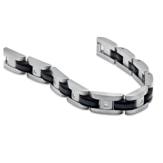 1/10 CT. T.w. Diamond Bracelet in Black IP Stainless Steel - 8.25"