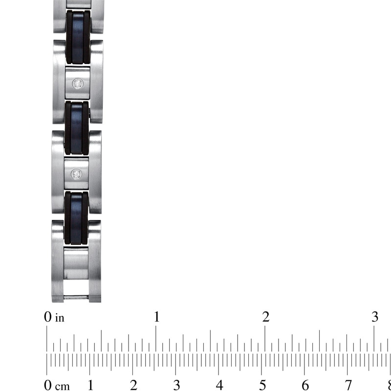 Main Image 3 of 1/10 CT. T.W. Diamond Bracelet in Black IP Stainless Steel - 8.25"