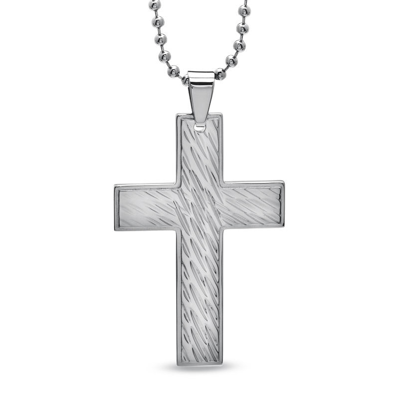 Men S Hammered Cross Pendant In Stainless Steel 22 Mens Men S Hammered Cross Pendant In Stainless Steel 22
