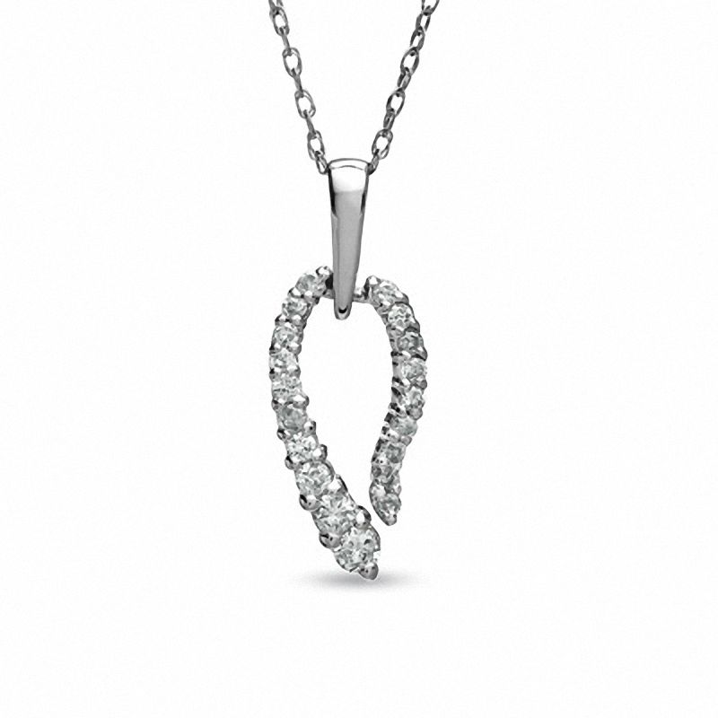 Main Image 1 of 1/3 CT. T.W. Diamond Leaf Pendant in 14K White Gold