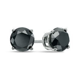 Black Diamonds Collections Zales T W Enhanced Black Diamond Solitaire Stud Earrings In 14k White Gold