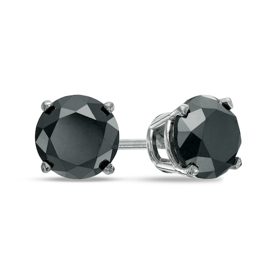3 CT. T.w. Black Diamond Solitaire Stud Earrings in 14K White Gold