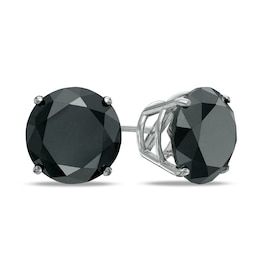 8 CT. T.W. Black Diamond Solitaire Stud Earrings in 14K White Gold
