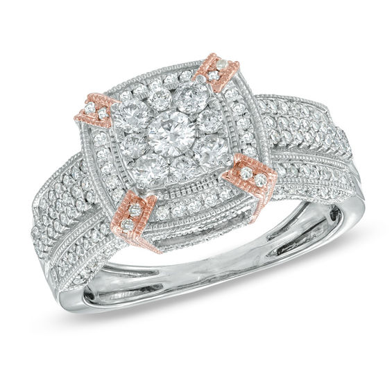 1 CT T W Diamond Vintage Style Square Frame Engagement 1 CT T W Diamond Vintage Style Square Frame Engagement