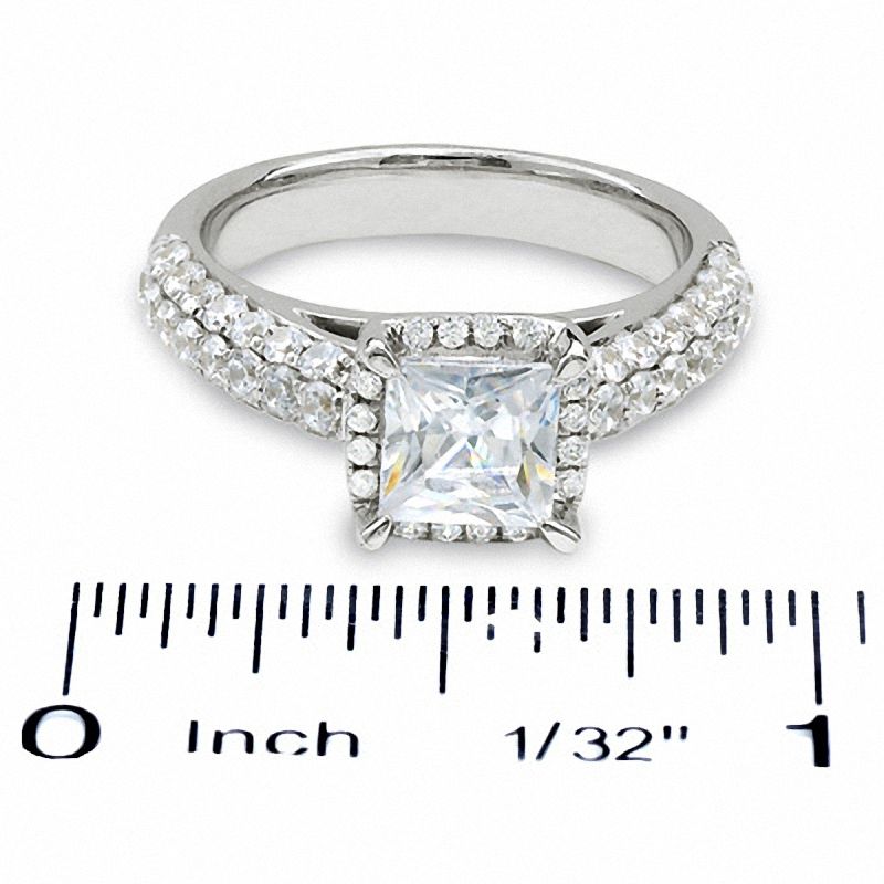 Main Image 3 of 2-1/2 CT. T.W. Certified Framed Princess-Cut Diamond Engagement Ring in 14K White Gold
