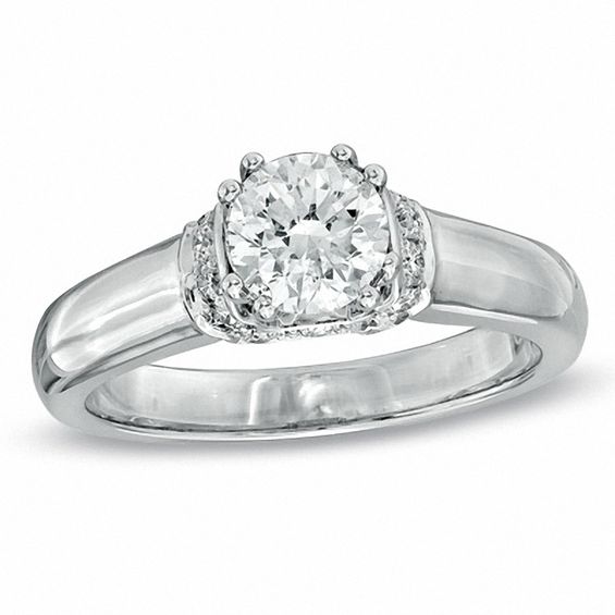 1-1/5 CT. T.w. Certified Diamond Engagement Ring in 14K White Gold (J/I2)
