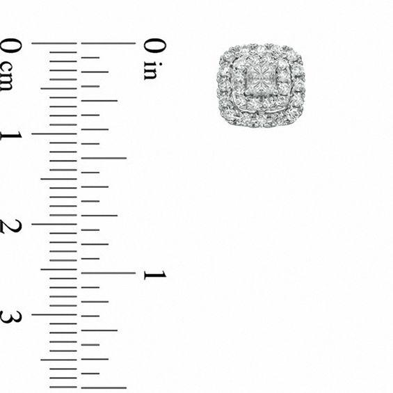 1 CT. T.w. Princess-Cut Diamond Double Frame Stud Earrings in 10K White Gold