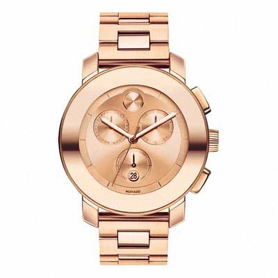 Ladies' Movado BoldÂ® Rose-Tone Stainless Steel Chronograph Watch (3600077)