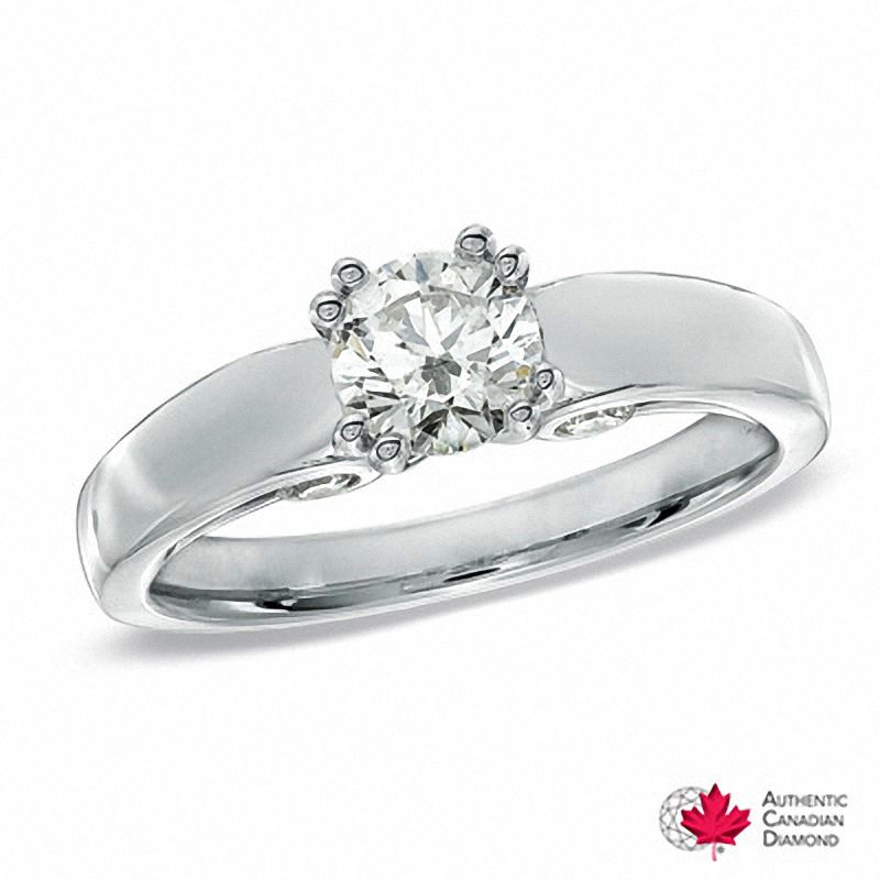 7/8 CT. T.W. Certified Canadian Diamond Engagement Ring in 14K White Gold (I/I1)