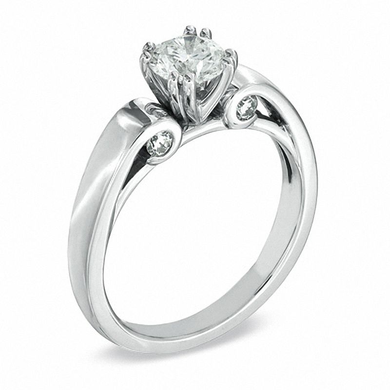 7/8 CT. T.W. Certified Canadian Diamond Engagement Ring in 14K White Gold (I/I1)