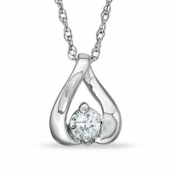 1/10 CT. Diamond Drop Pendant in 10K White Gold