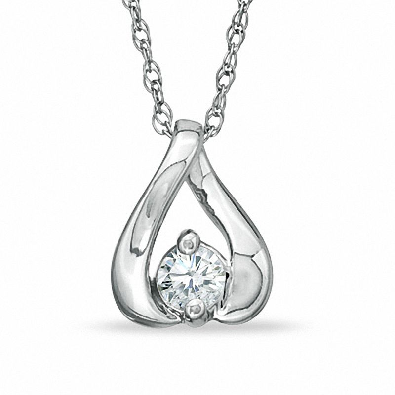 Main Image 1 of 1/10 CT. Diamond Drop Pendant in 10K White Gold