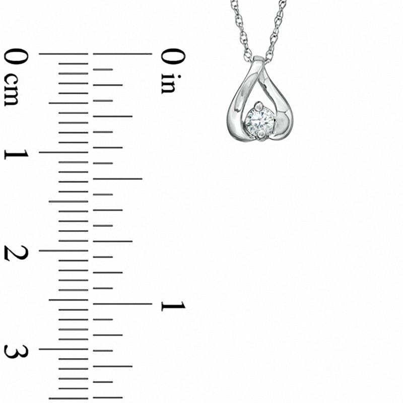 Main Image 2 of 1/10 CT. Diamond Drop Pendant in 10K White Gold