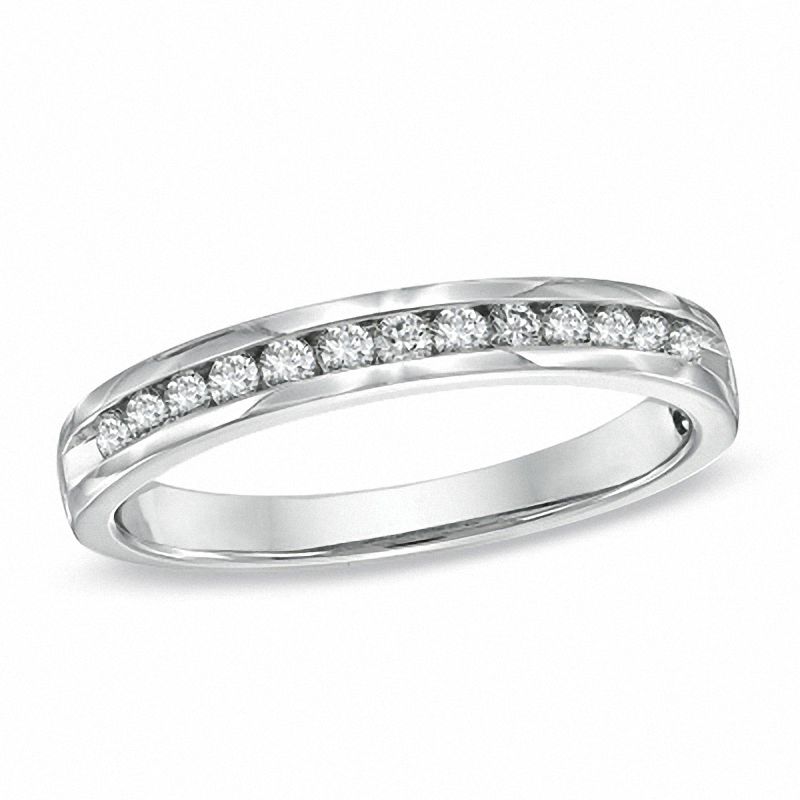 1/4 CT. T.W. Certified Diamond Anniversary Band in 14K White Gold (I/SI2)