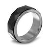 Men's 8.0mm Faceted Stainless Steel and Black Ceramic Wedding Band