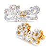 Thumbnail Image 0 of Name Stud Earrings in 10K Two-Tone Gold (8 Characters)