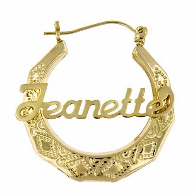 Personalized Earrings Create Your Own Zales Name Hoop Earrings In 10k Gold 8 Characters