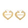 Thumbnail Image 0 of Heart-Shaped Name Hoop Earrings in 10K Gold (10 Characters)