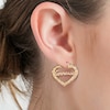 Thumbnail Image 1 of Heart-Shaped Name Hoop Earrings in 10K Gold (10 Characters)