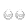 Thumbnail Image 0 of Bamboo Name Hoop Earrings in Sterling Silver (10 Characters)
